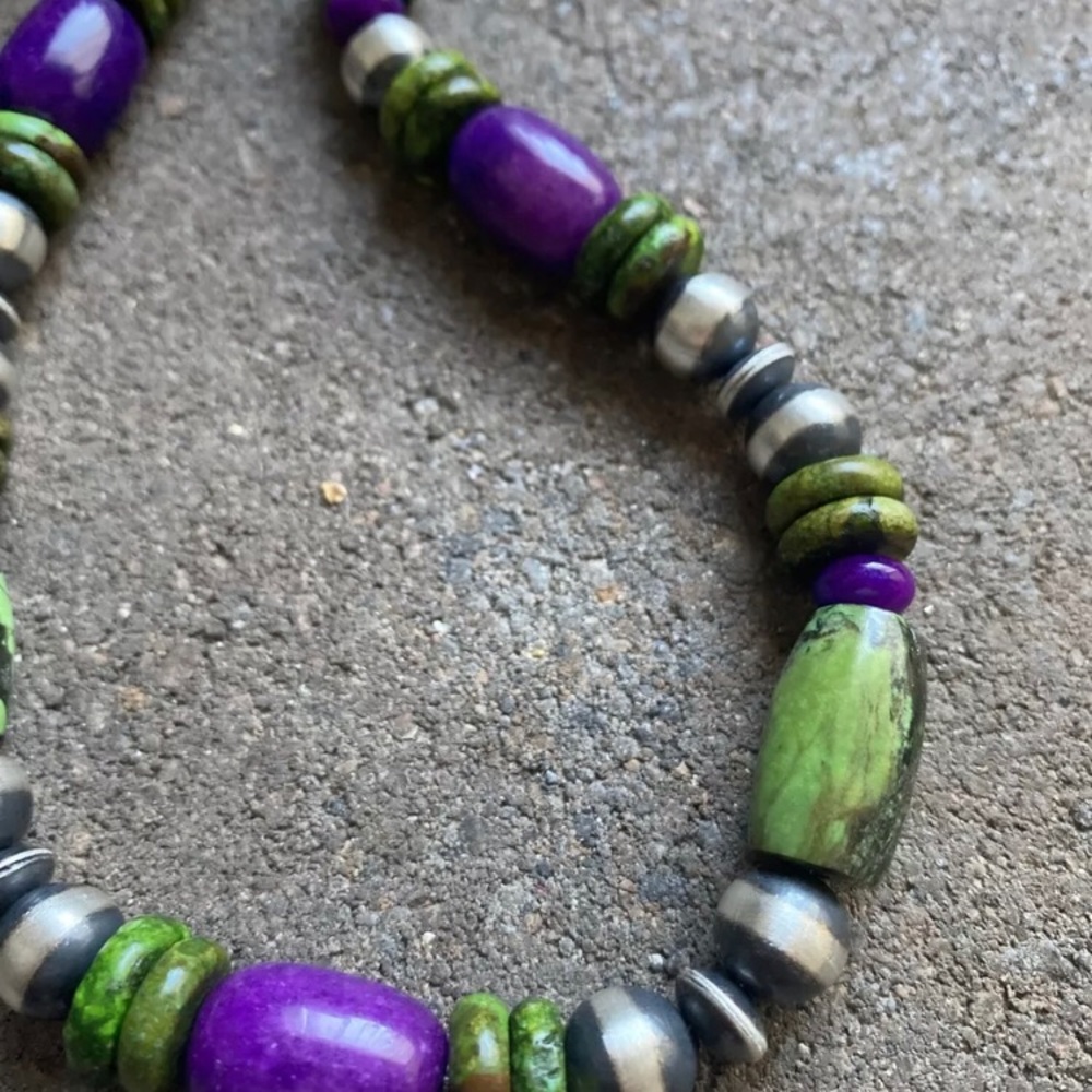 Sterling Silver Dyed Sugilite Turquoise W Pearls … - image 5